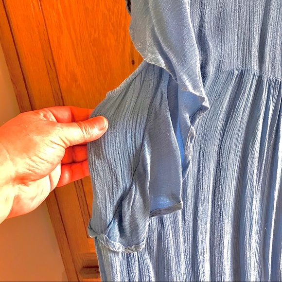 Dusty Blue Blouse with Lacey Shoulders Med. - Picture 5 of 5